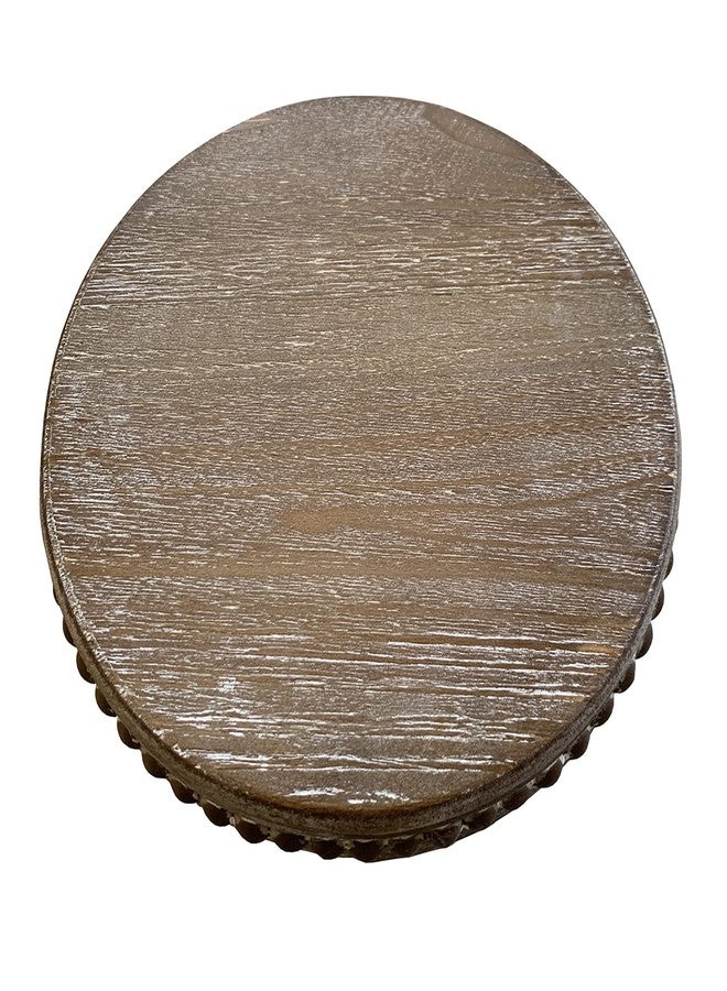 dwellington Farmhouse Beaded Wood Pedestal Tray Decor, 7.6” Round Vintage Display Stand, Decorative Accent Display Riser for Farmhouse Kitchen, Bathroom (Natural) - Image 5